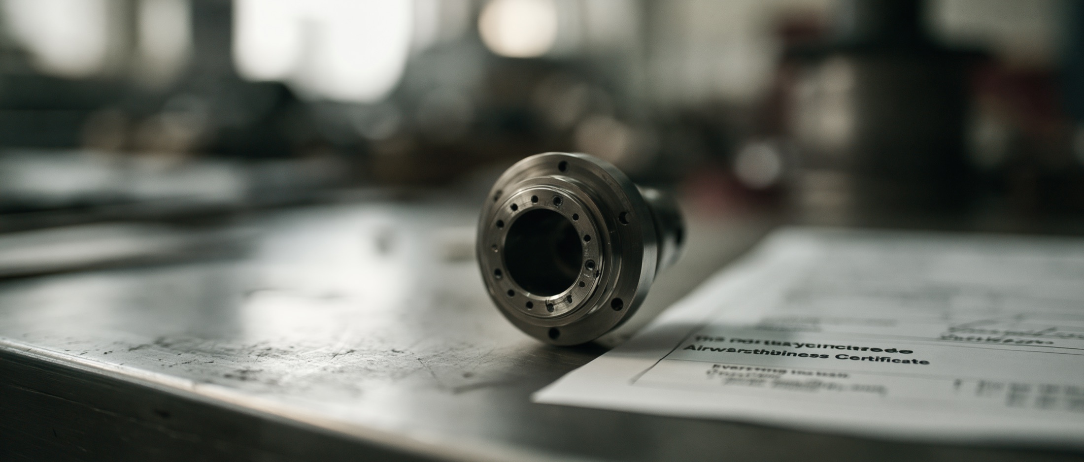 Machined technical component with document